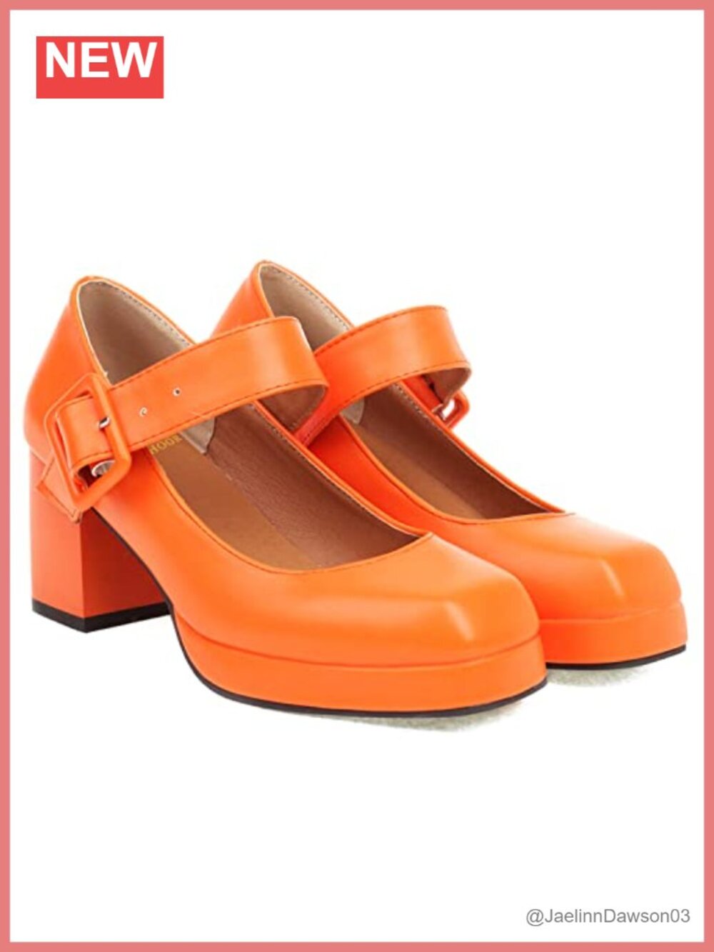 Chunky Platform Mary Jane Pumps Square Toe Buckle Ankle Strap 3" Block Heels